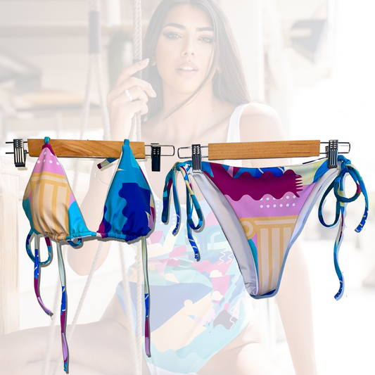 Cosmetica Flegrea Bikini in Tessuto Riciclato con Lacci