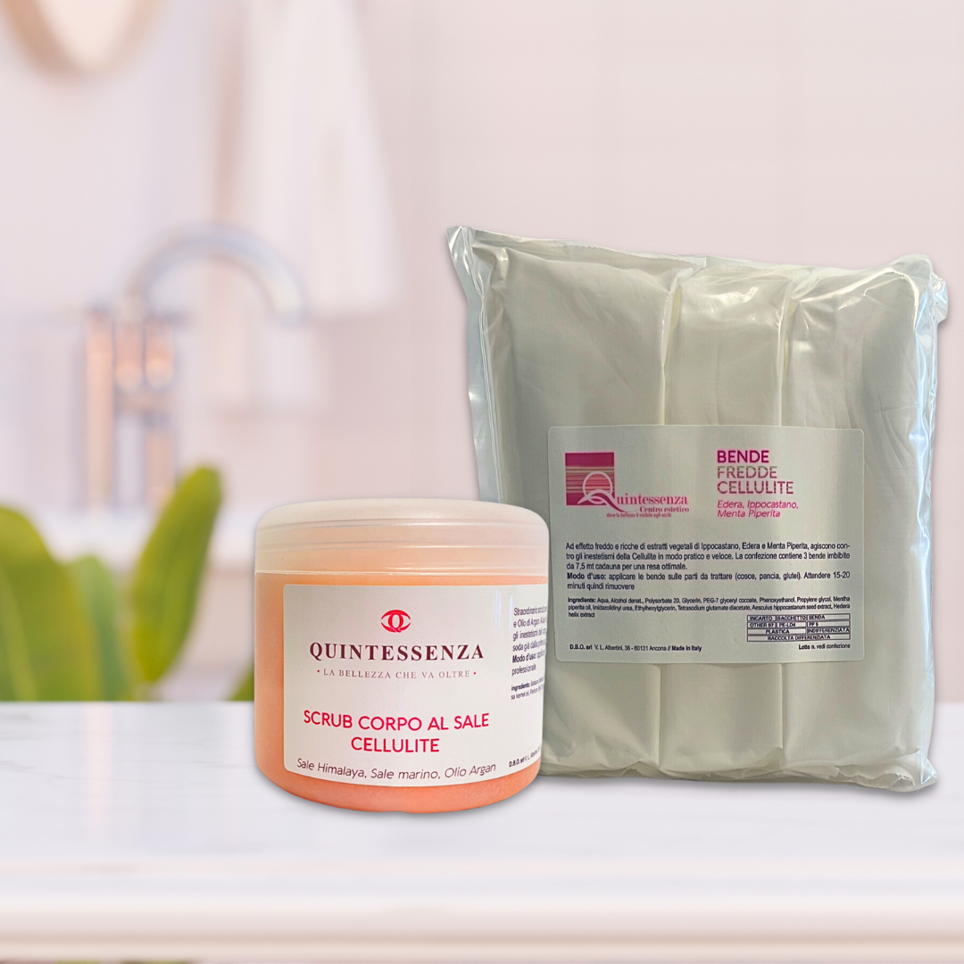 Kaltes Cellulite-Bandagen-Set + Cellulite-Salz-Körperpeeling 250 ml