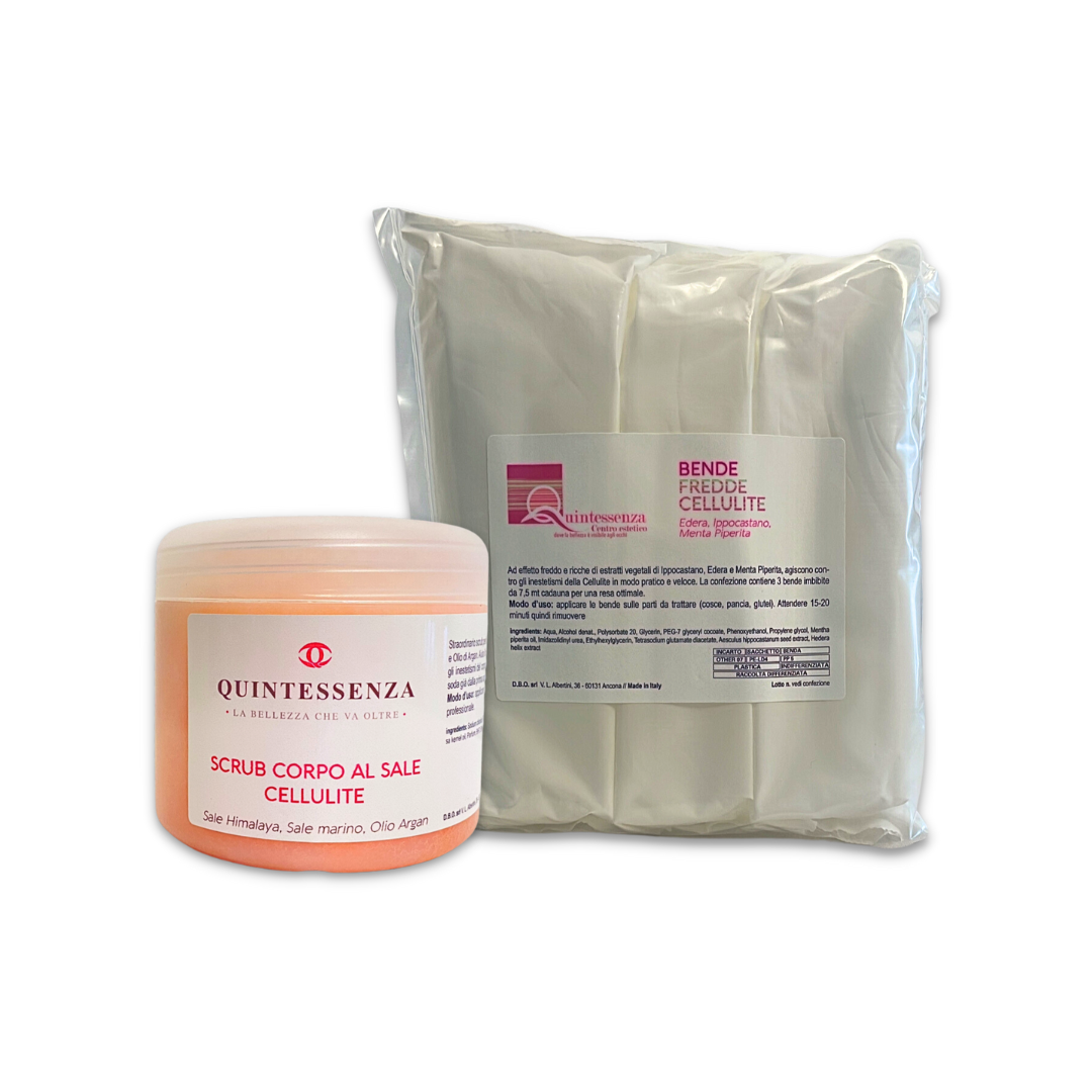 Kaltes Cellulite-Bandagen-Set + Cellulite-Salz-Körperpeeling 250 ml