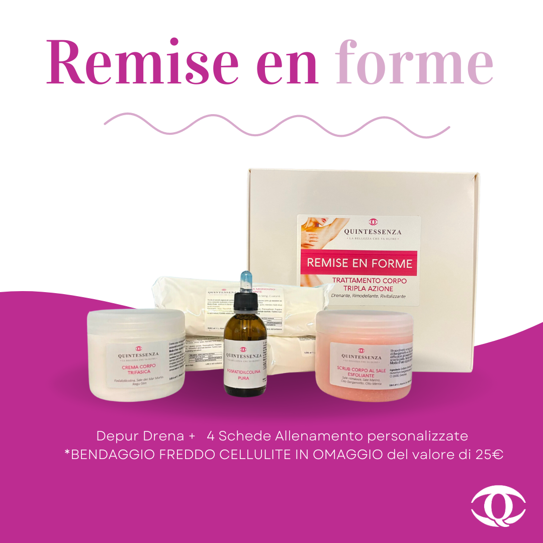 Remise en Forme-Set + 4 Fitnesskarten + 3 kostenlose Kalt-Cellulite-Bandagen